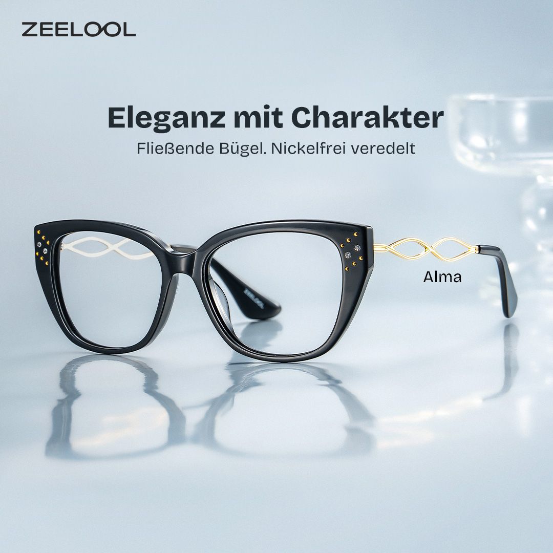 Alma Schwarz Schmetterling Brille0