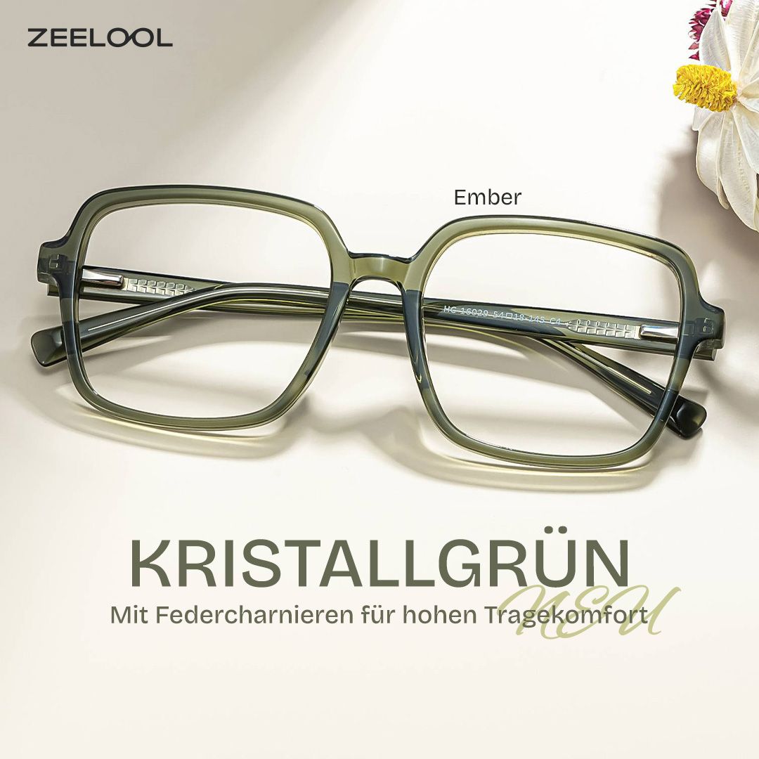 Ember Grün Quadratisch Brille0