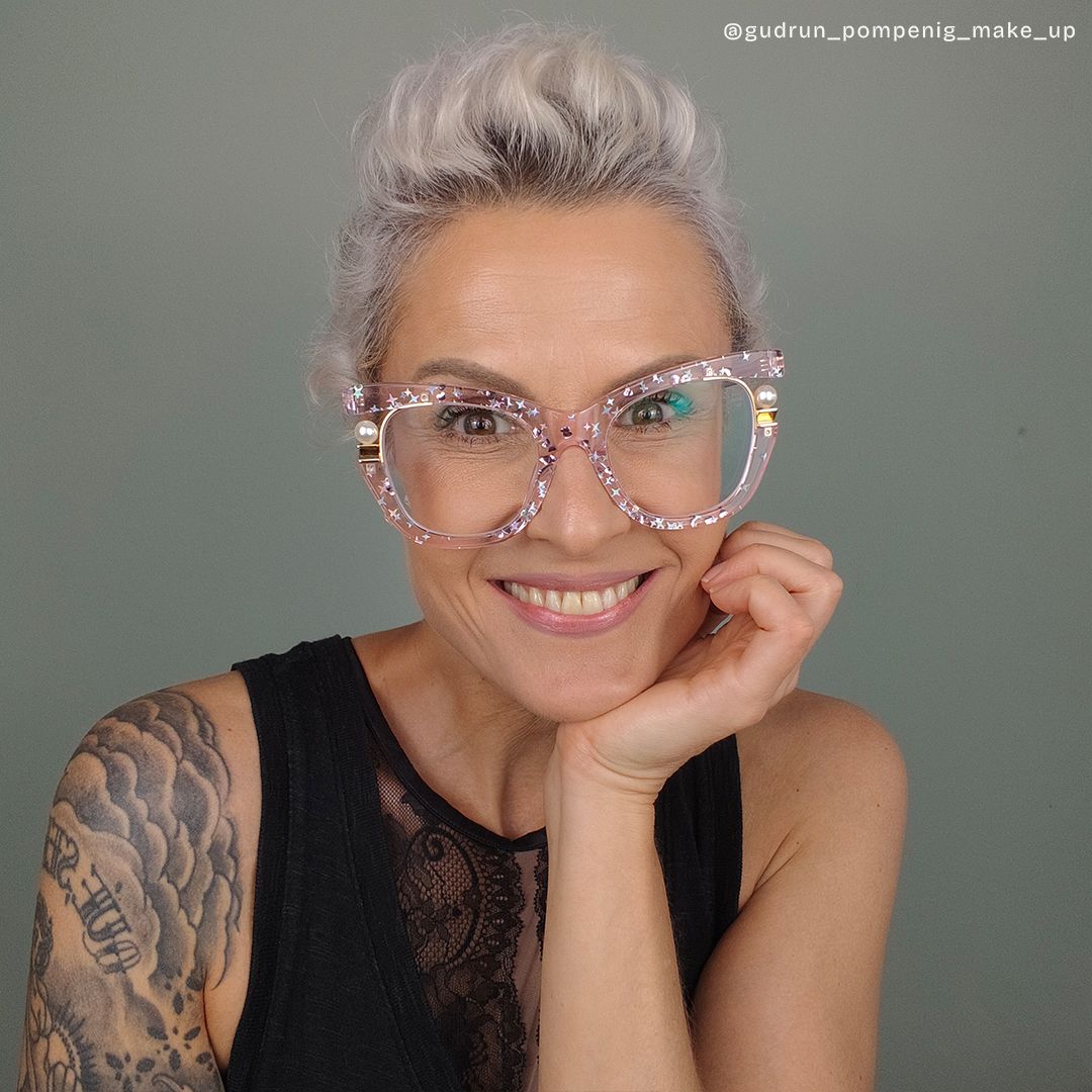 Pearl Rosa Cateye Gemischte Materialien Brille8