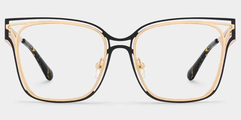 Dacarine Schwarz-Gold Quadratisch Brille