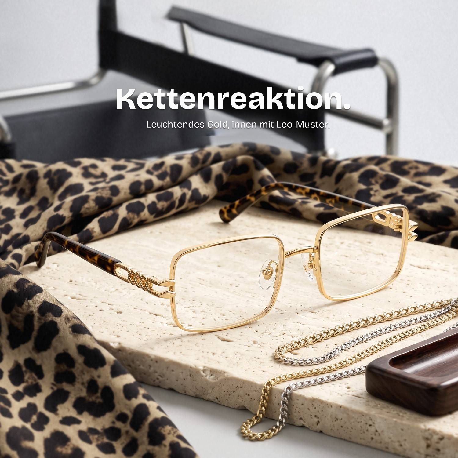 Olivia Rechteckige Brille in Gold | ZEELOOL0