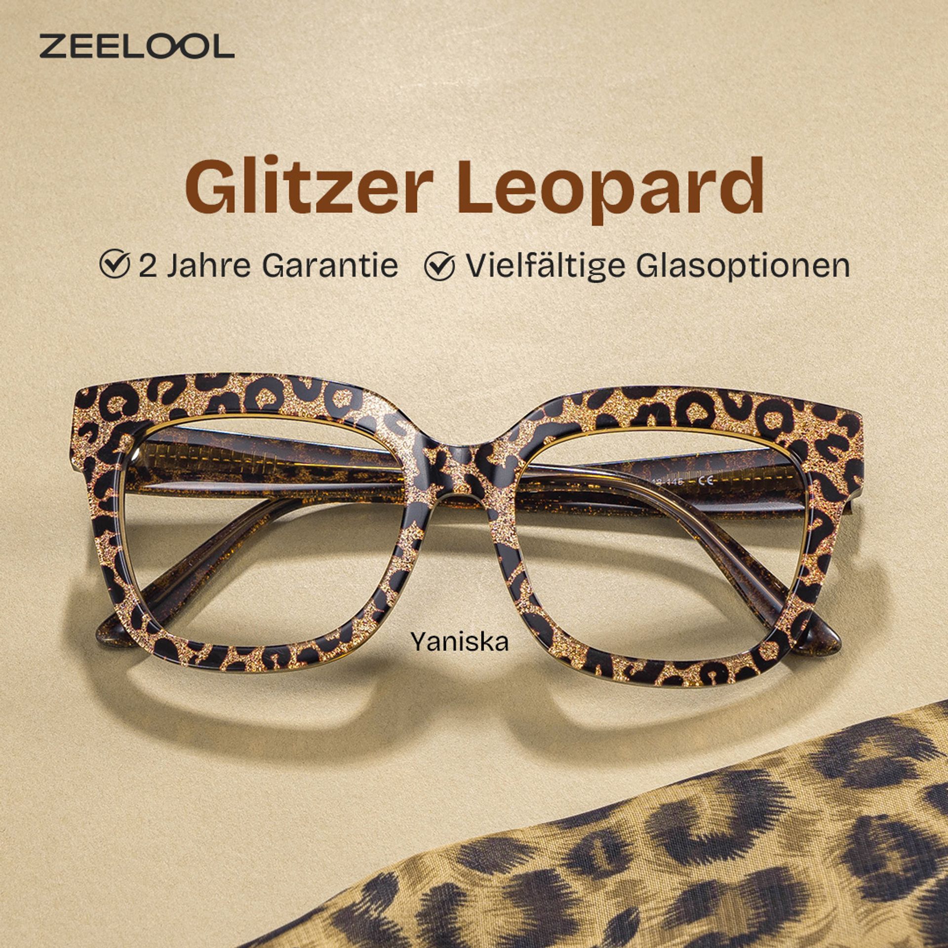 Yaniska Braun-Leo Quadratisch Acetat Brille0