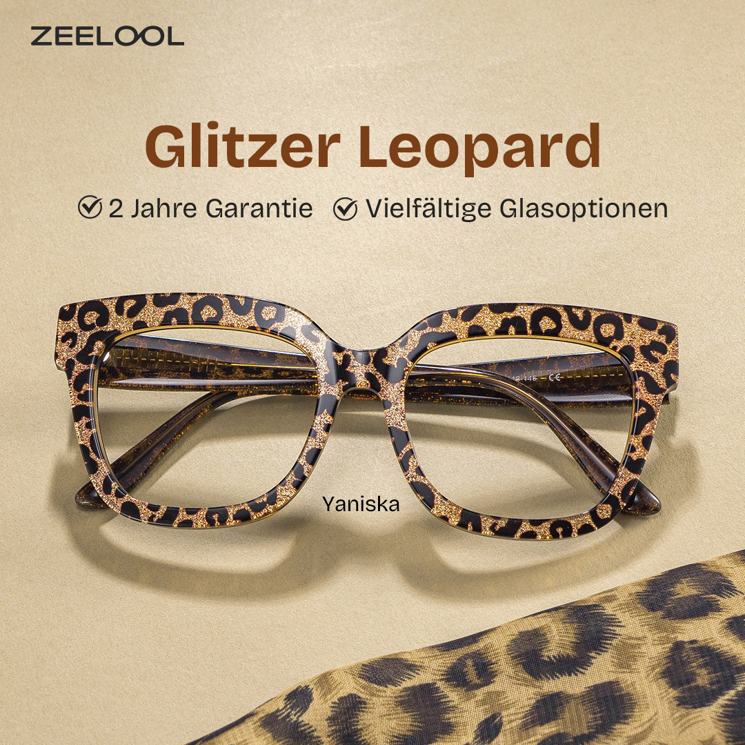 ZEELOOL Yaniska Braun-Leo Quadratisch Brille