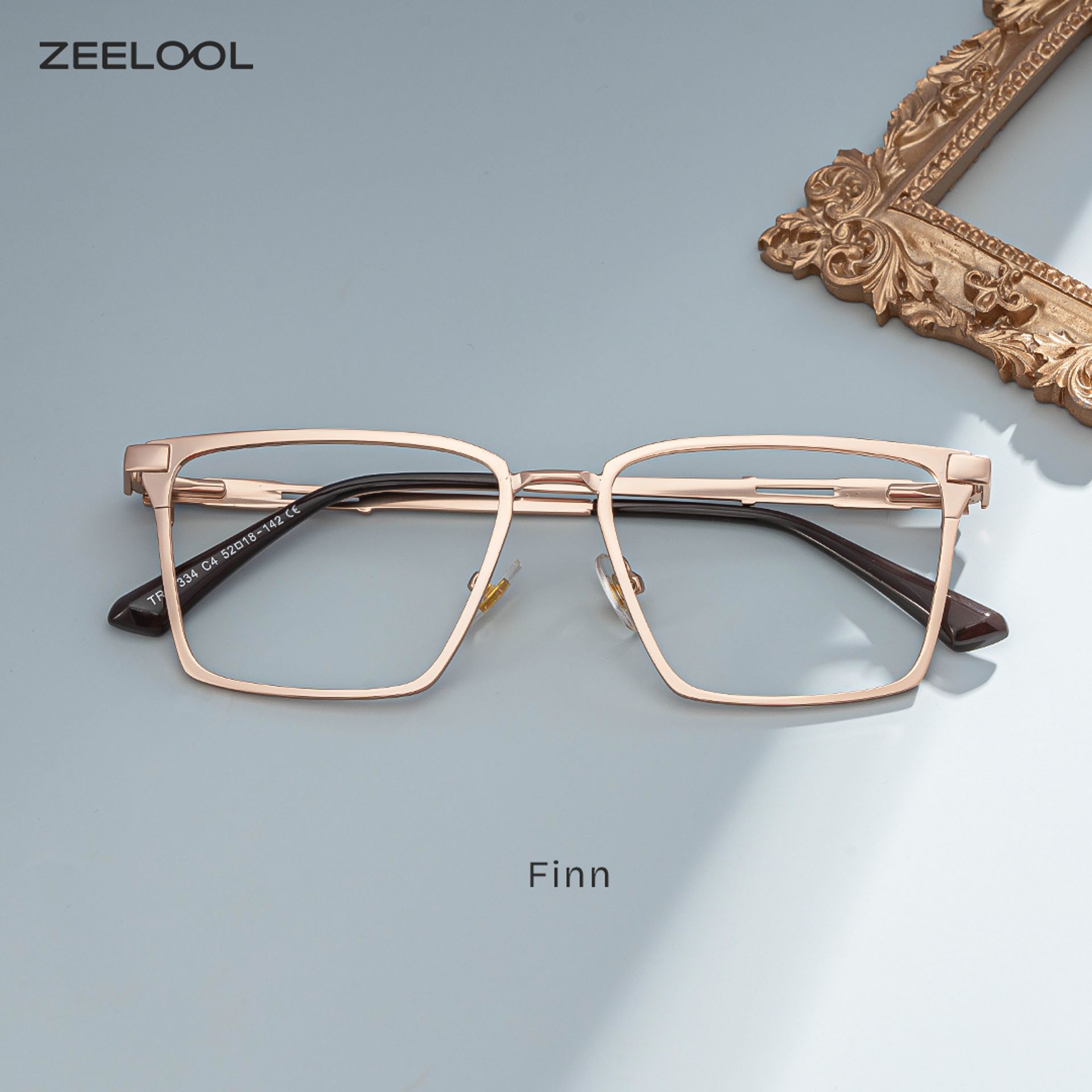 Finn Gold Rechteckig Metall Brille0