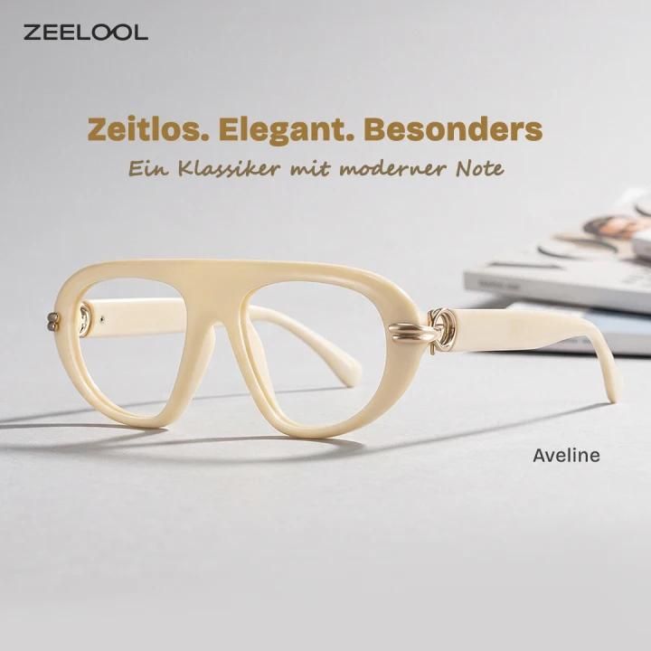 Aveline Weiße Dünne Piloten-Vollrandbrille für Damen | ZEELOOL0