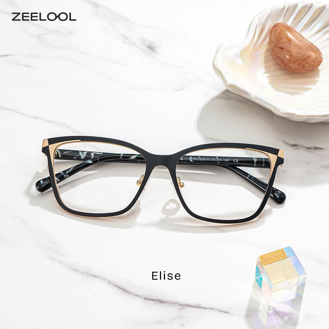 Elise Schwarz Rechteckig Brille0
