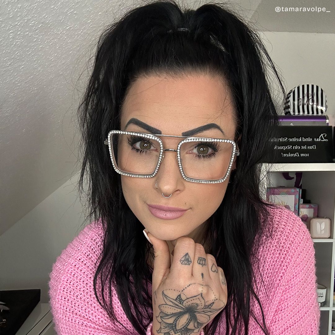 Diva Silber Quadratisch Metall Brille9