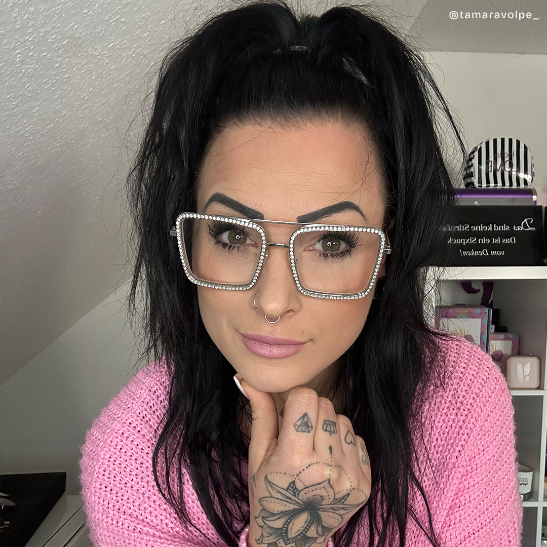 Diva Silber Quadratisch Metall Brille9