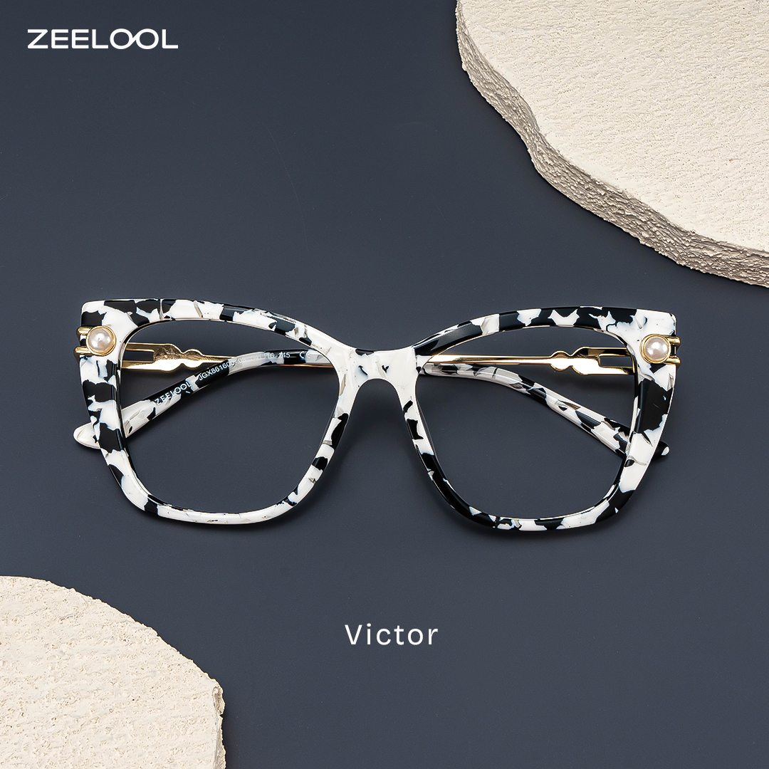 Victor Marmor Cateye Gemischte-Materialien Brille1