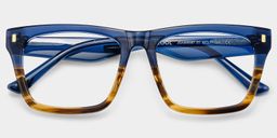Brookins Blau-Braun Rechteckig Brille1