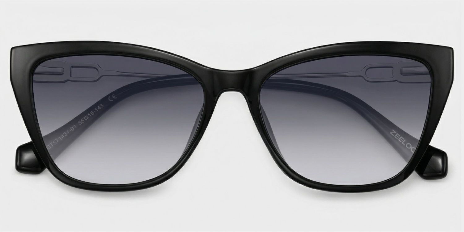 Celeste Schwarz Cat Eye Sonnenbrille, die Dein Gesicht umrahmen | ZEELOOL1