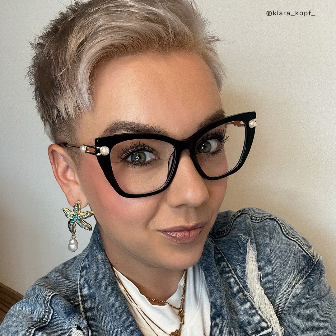 Victor Schwarz Cateye Gemischte-Materialien Brille8