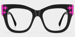 Minfia Schwarz-Rosa Quadratisch Brille2