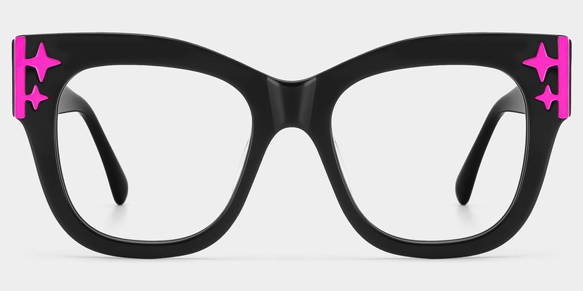Minfia Schwarz-Rosa Quadratisch Brille