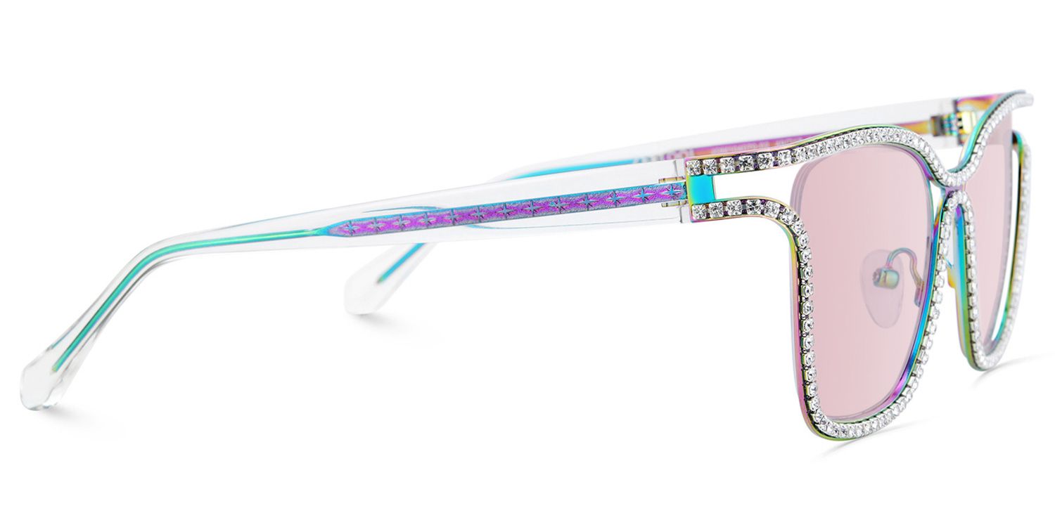 Shine Bunt Quadratisch Metall Brille3