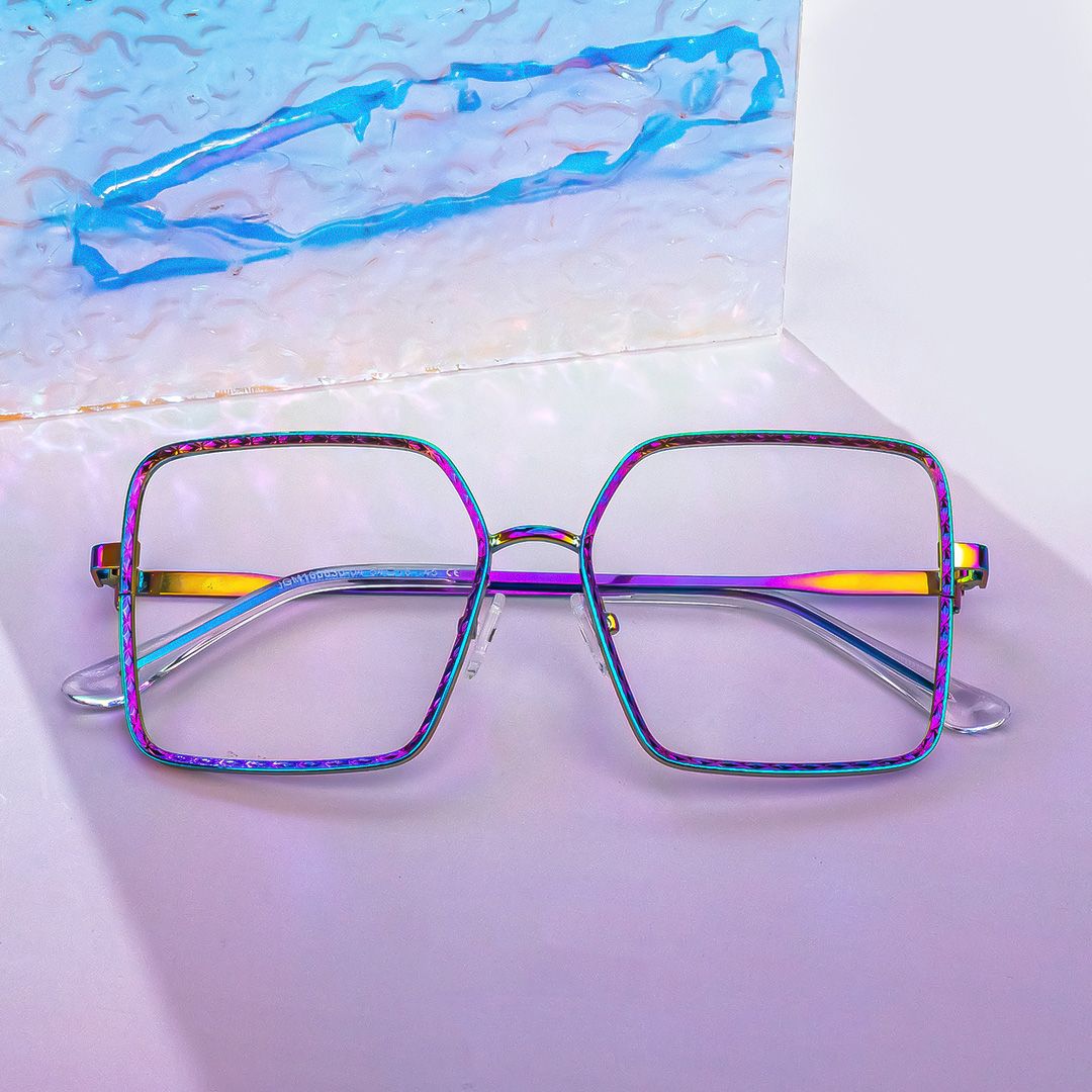 Thalia Lila Quadratisch Metall Brille1