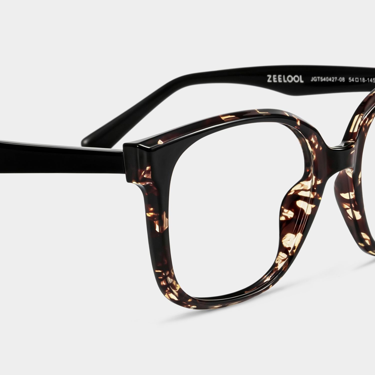 Siner Schwarz-Tortoise Quadratisch Brille5