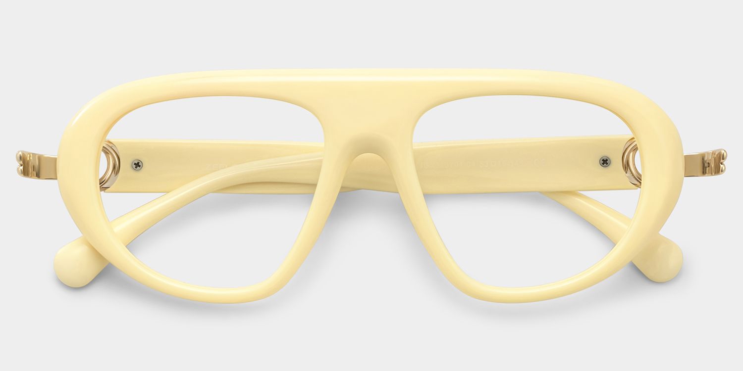 Aveline Cremeweiße Dünne Piloten-Vollrandbrille für Damen | ZEELOOL3