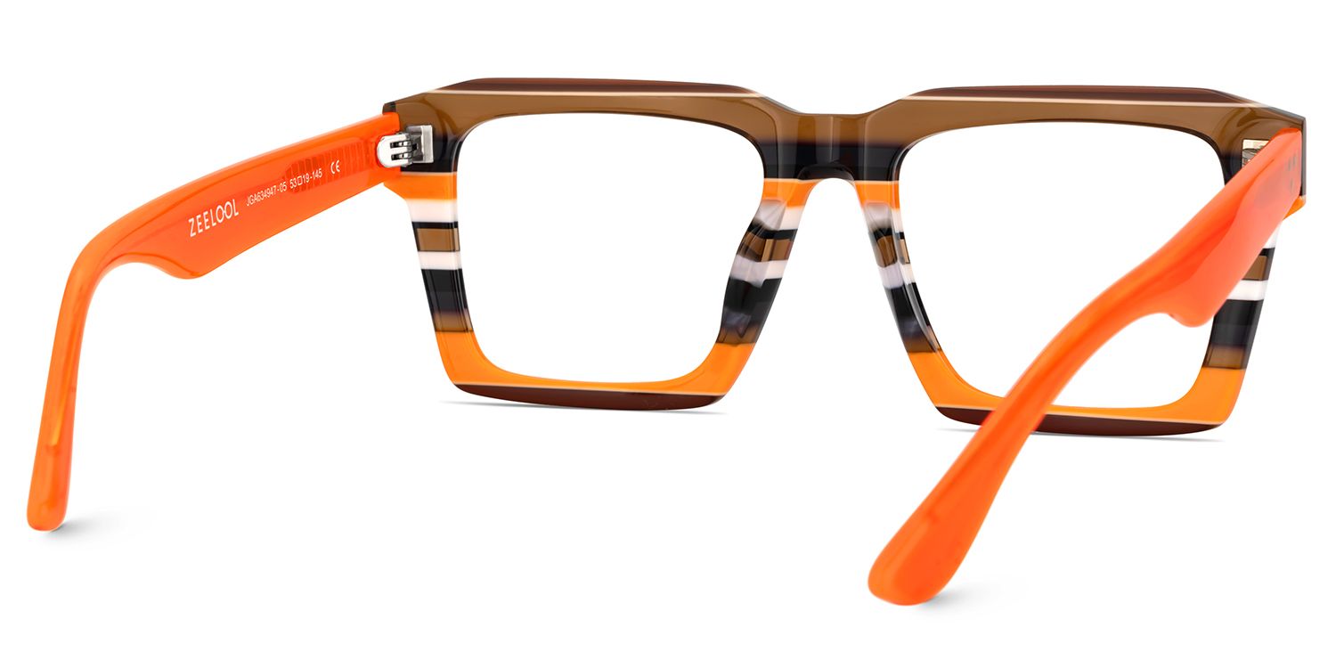 Kenish Orange-Braun Quadratisch Brille4