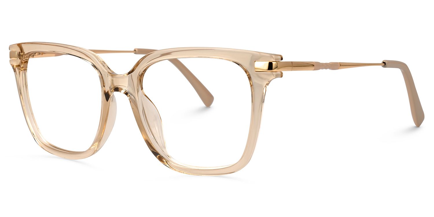 Jacqui Beige Quadratisch Brille1