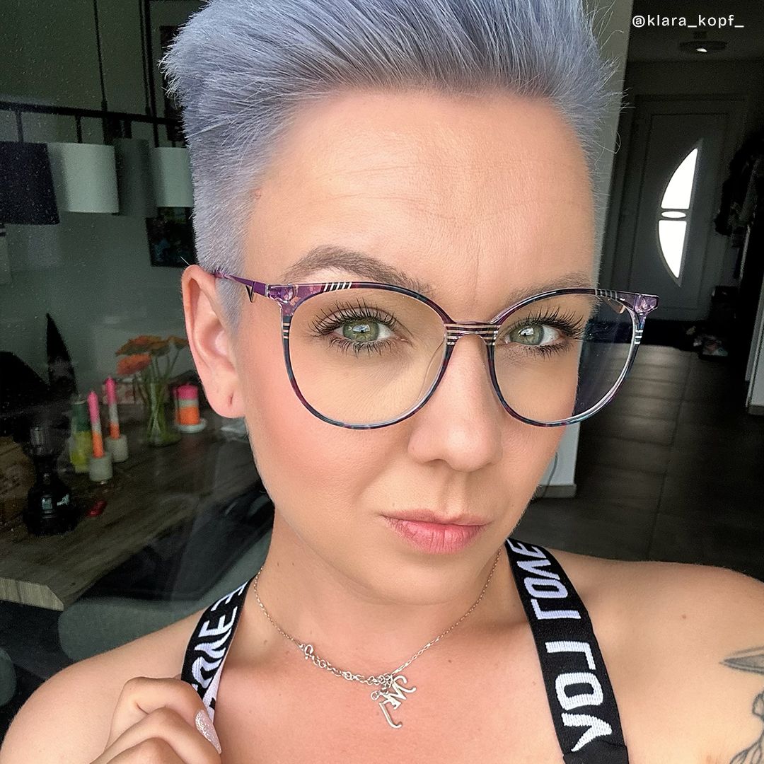 Babbage Blumendruck-Lila Rund Brille8