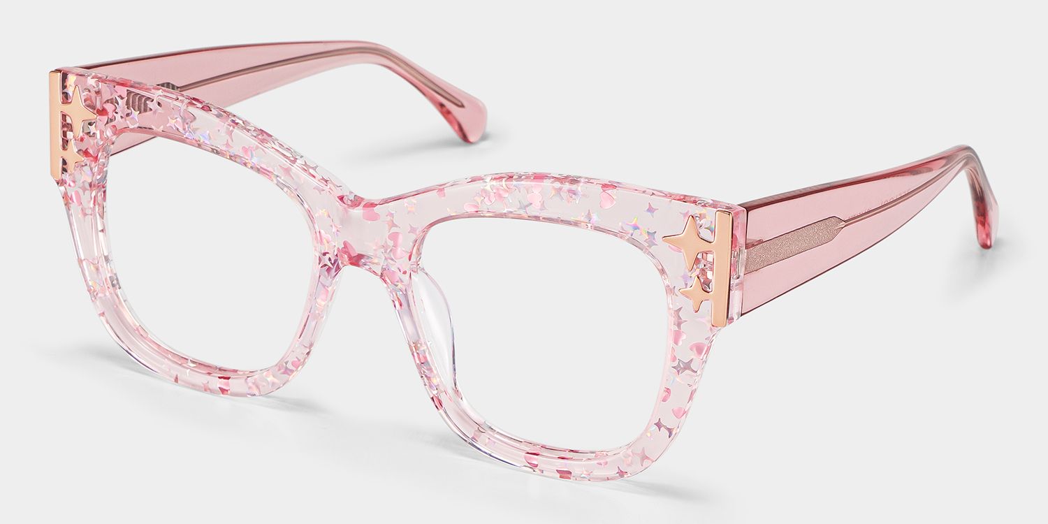 Minfia Rosa Klar Quadratisch Acetat Brille4