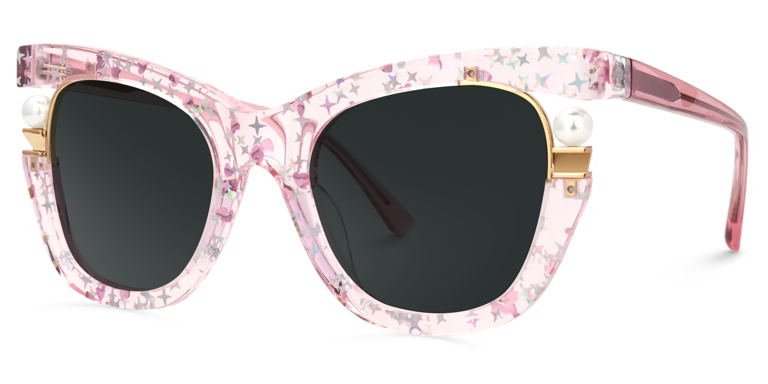 ZEELOOL Pearl Rosa Cateye Brille
