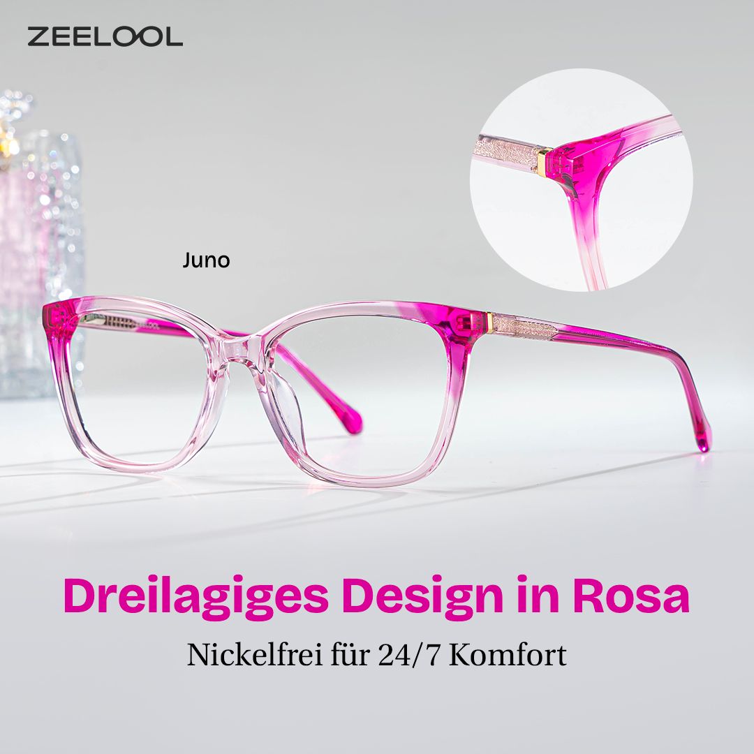 Juno Rosa Rechteckig Brille0
