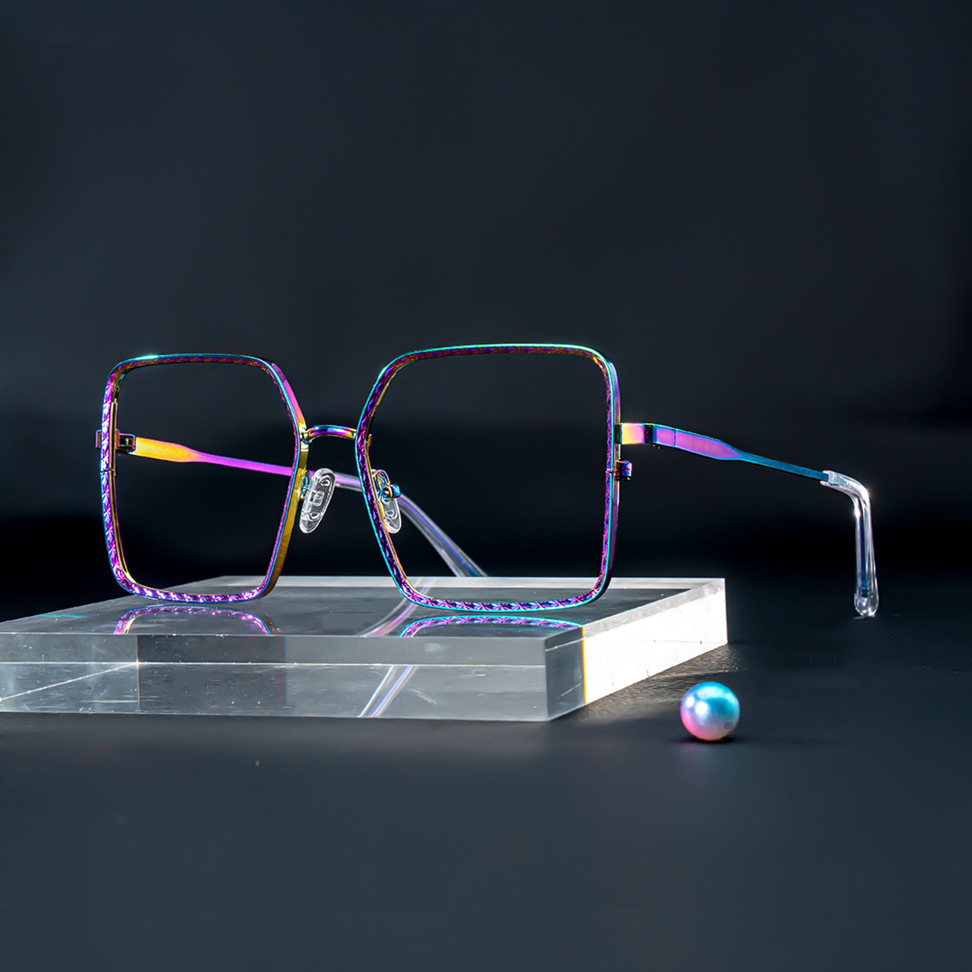 Thalia Lila Quadratisch Metall Brille0