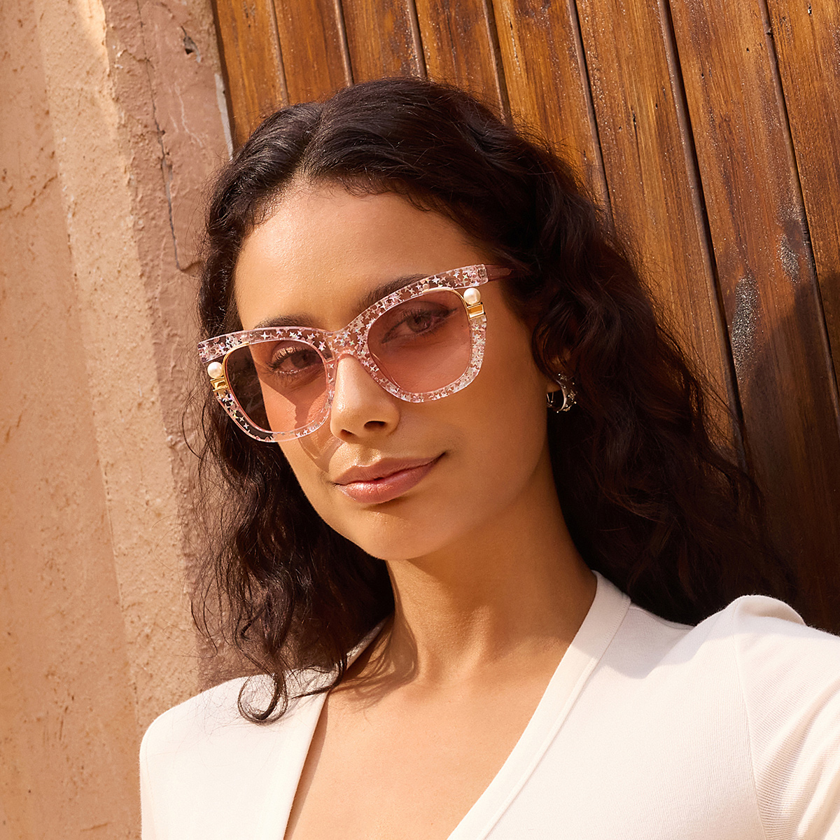 ZEELOOL Pearl Rosa Cateye Brille