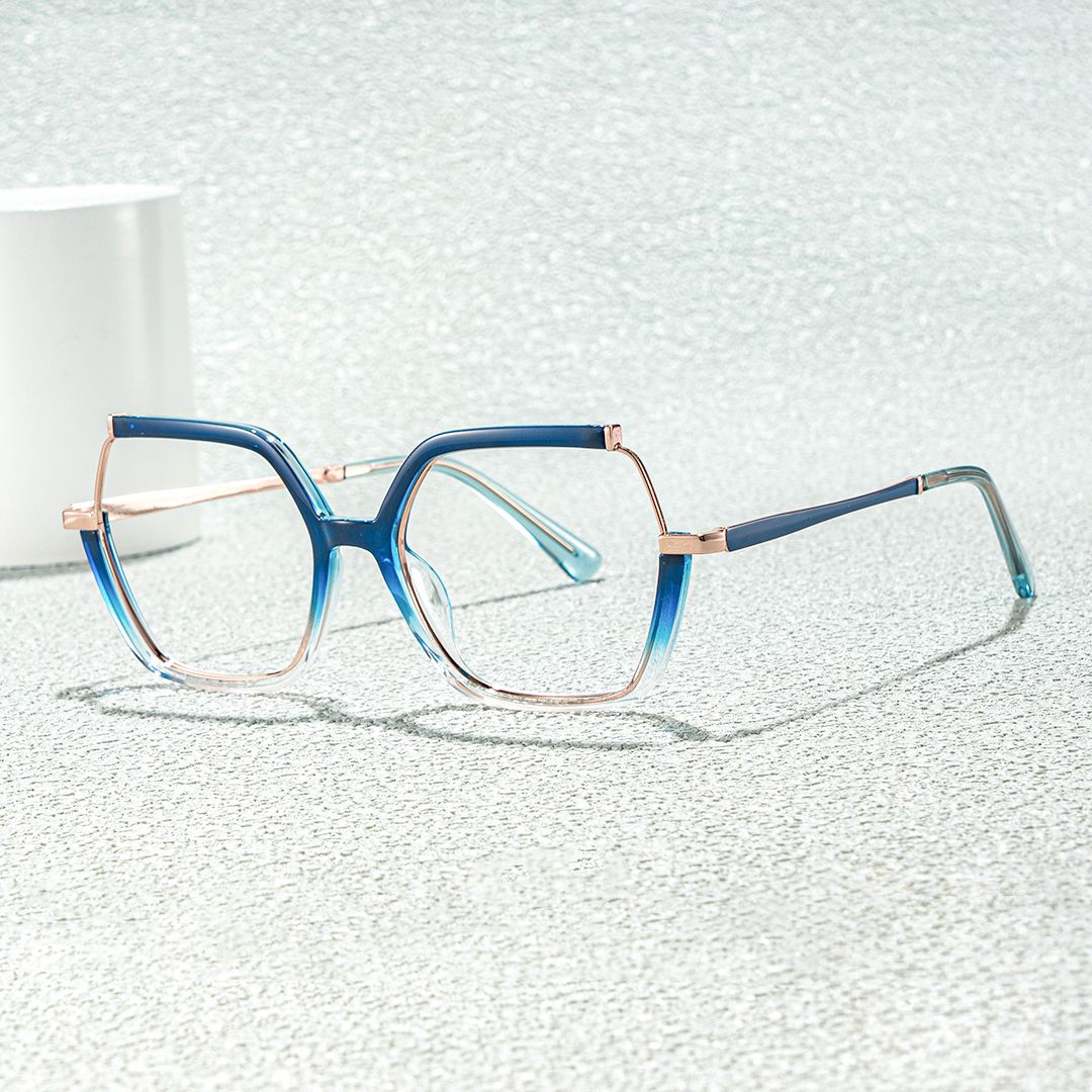 Yulisa Blau Quadratisch Gemischte Materialien Brille1