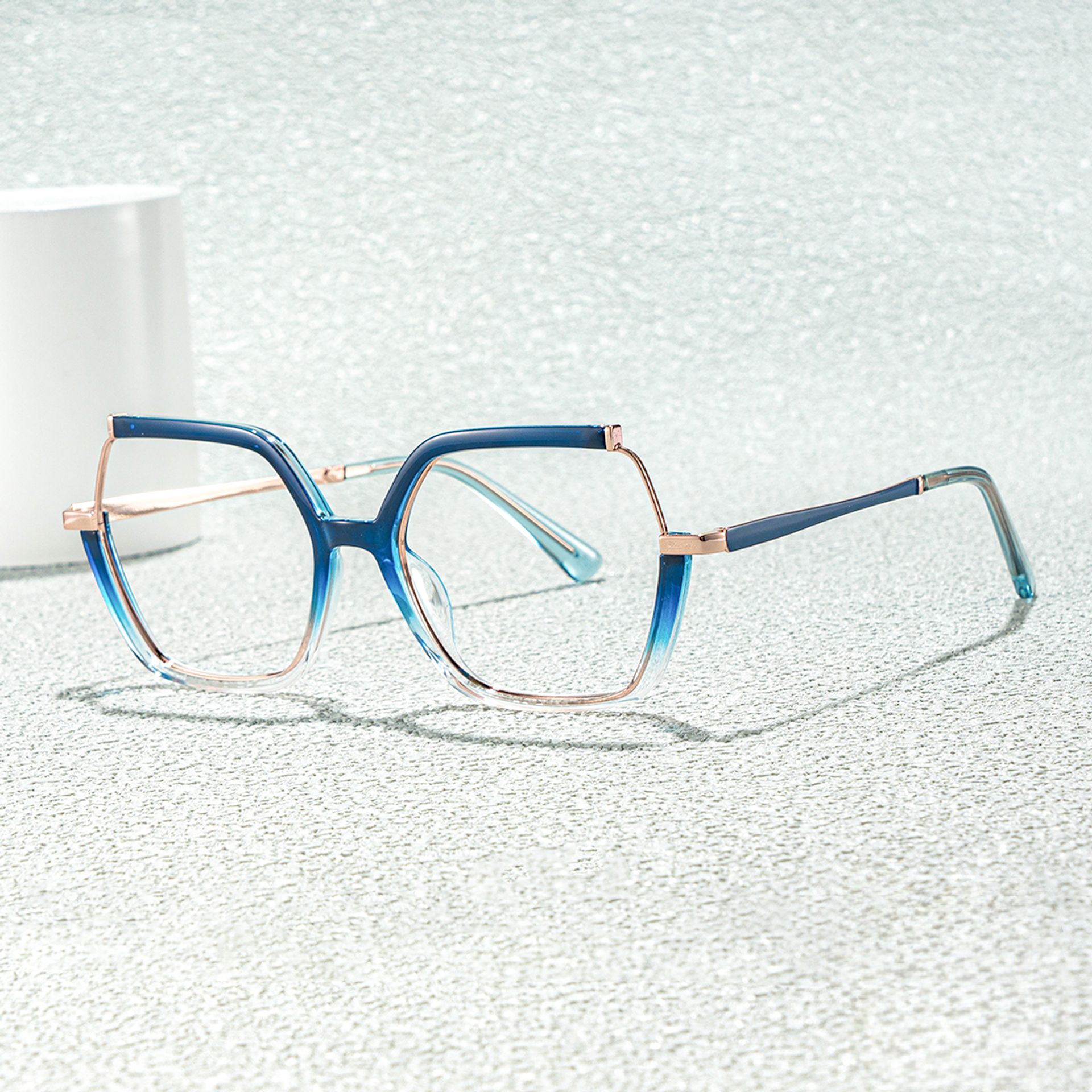 Yulisa Blau Quadratisch Gemischte Materialien Brille1
