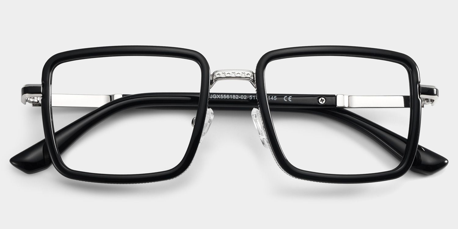 Hunter Schwarz Quadratisch Brille2