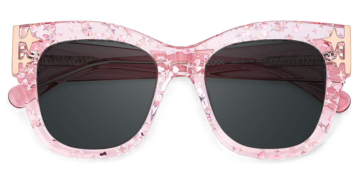 Minfia Rosa Kristall Quadratisch Brille1