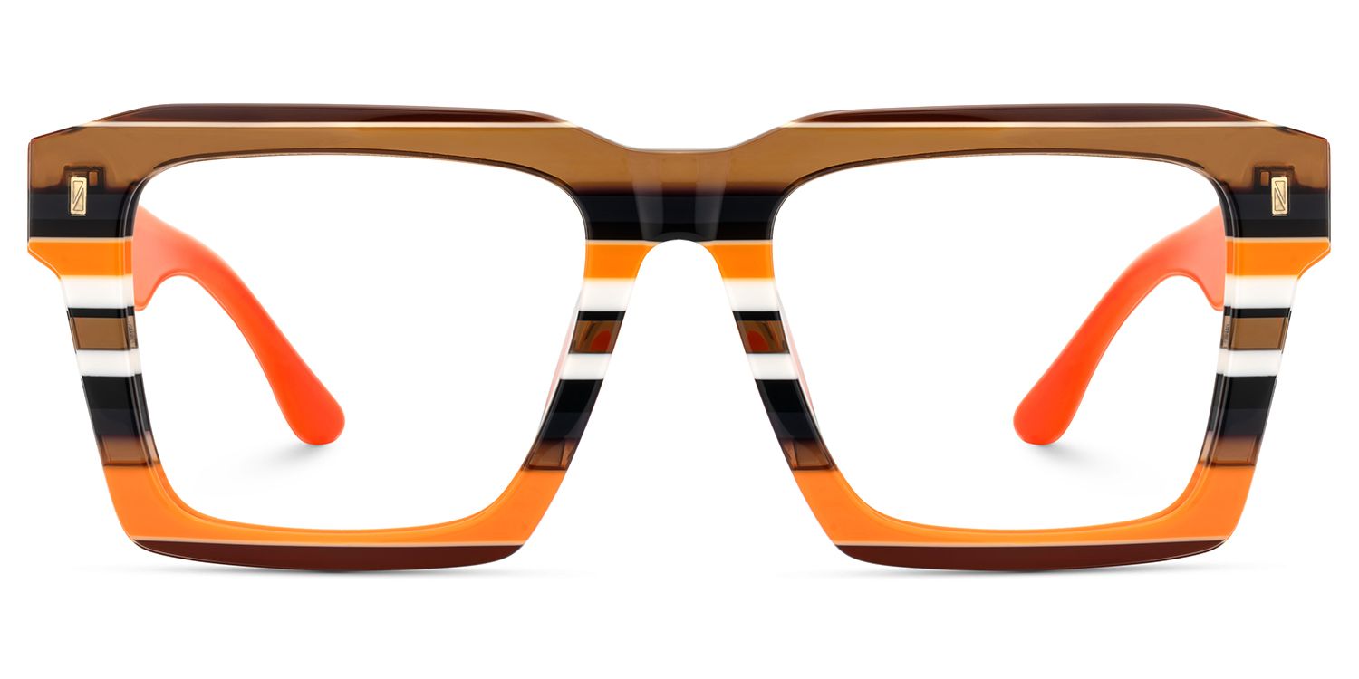 Kenish Orange-Braun Quadratisch Brille0