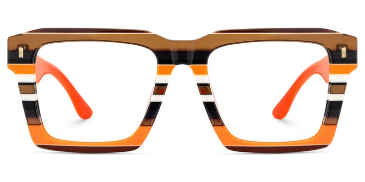 Kenish Orange-Braun Quadratisch Brille