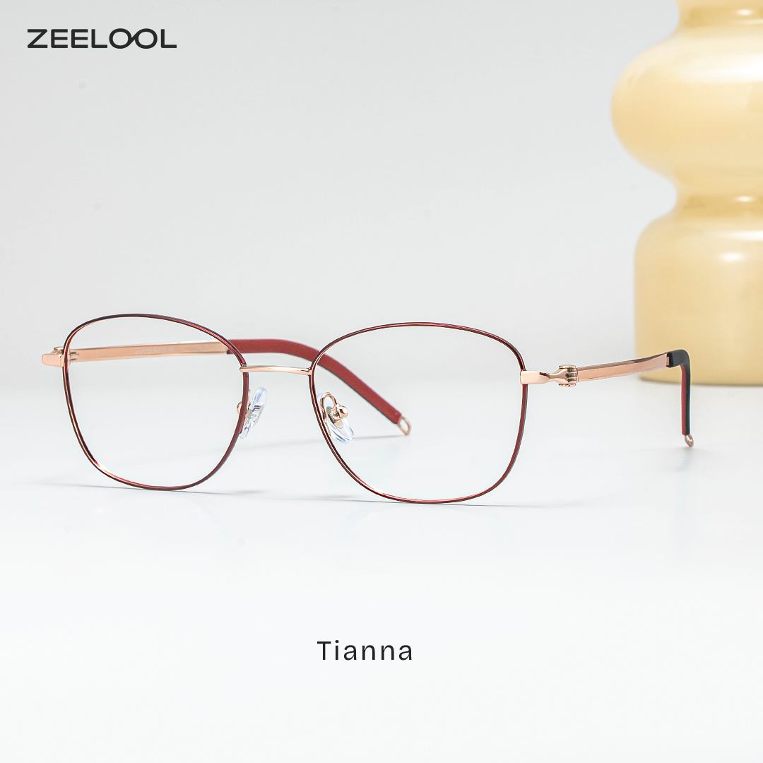 Tianna Rot Rechteckig Brille1