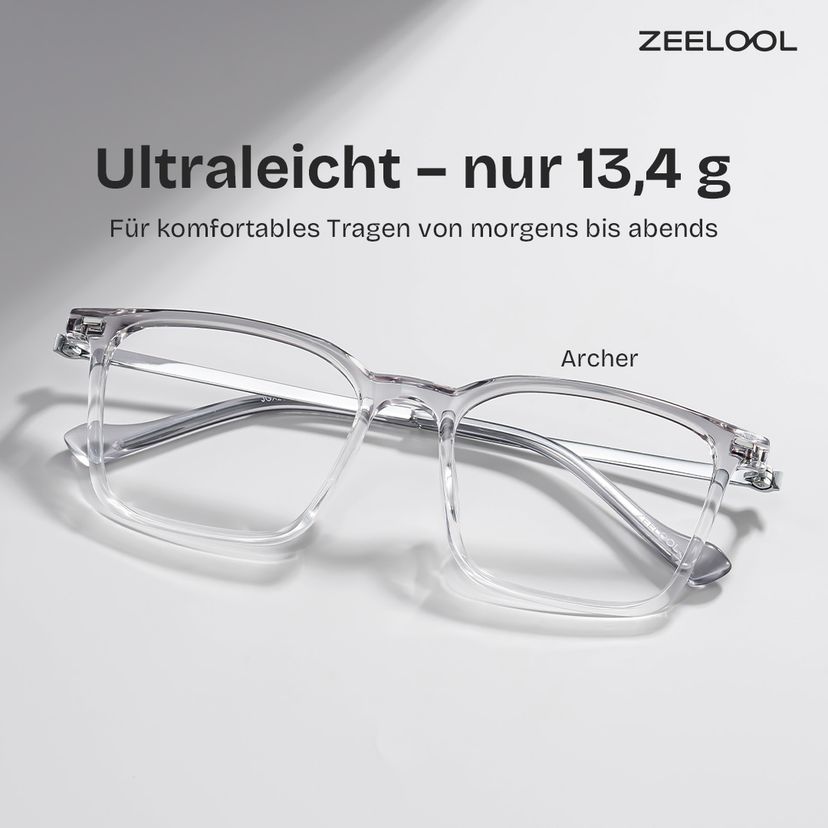 Archer Grau Rechteckig Brille