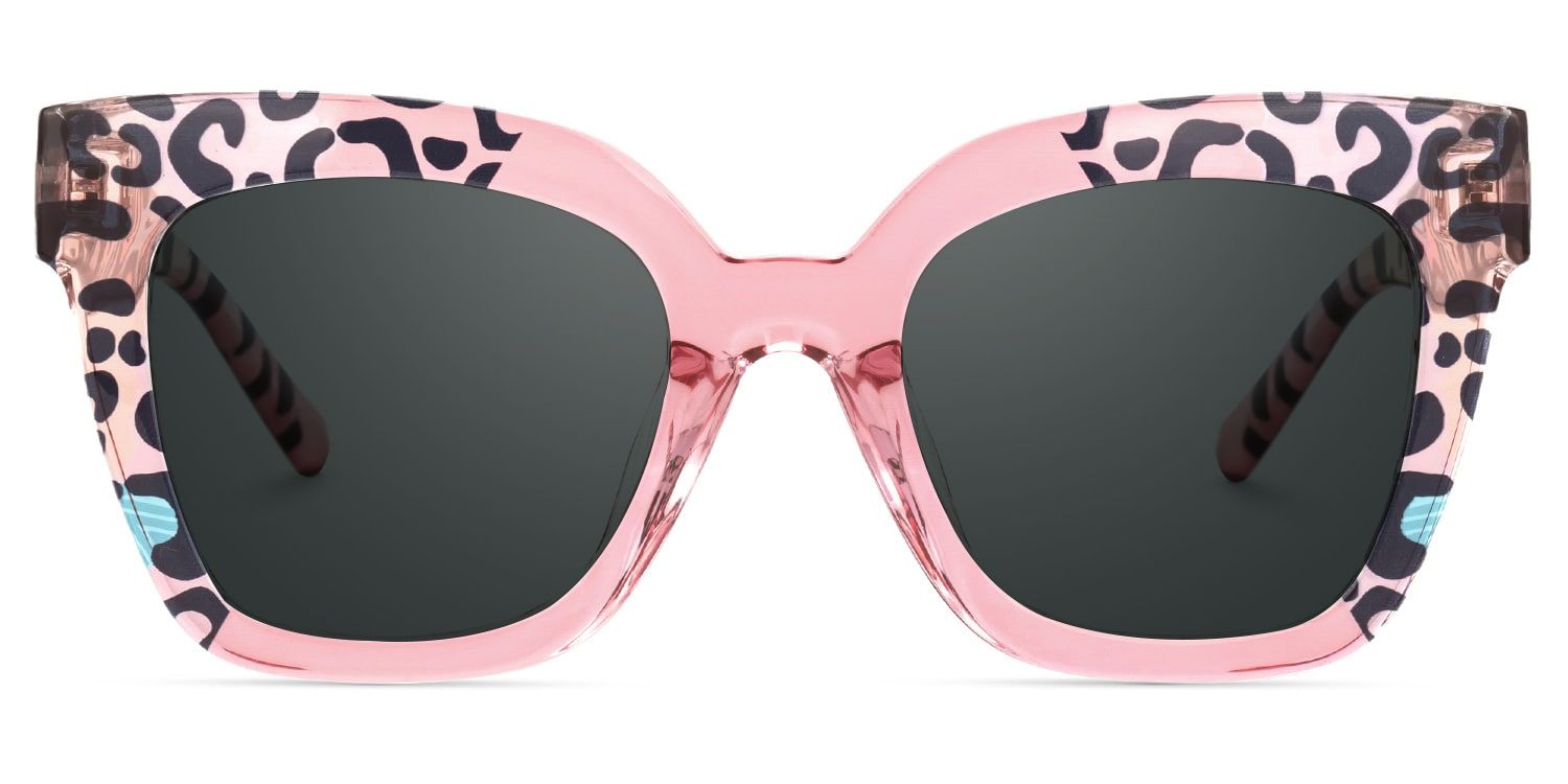 Malcolm Rosa-Leopard Square Polarisierte Sonnenbrille zum Autofahren | ZEELOOL0