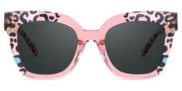 Malcolm Rosa-Leopard Quadratisch Sonnenbrille0