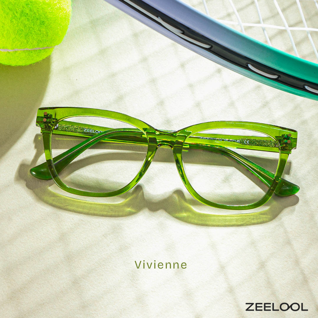 Vivienne Grün Rechteckig Brille1