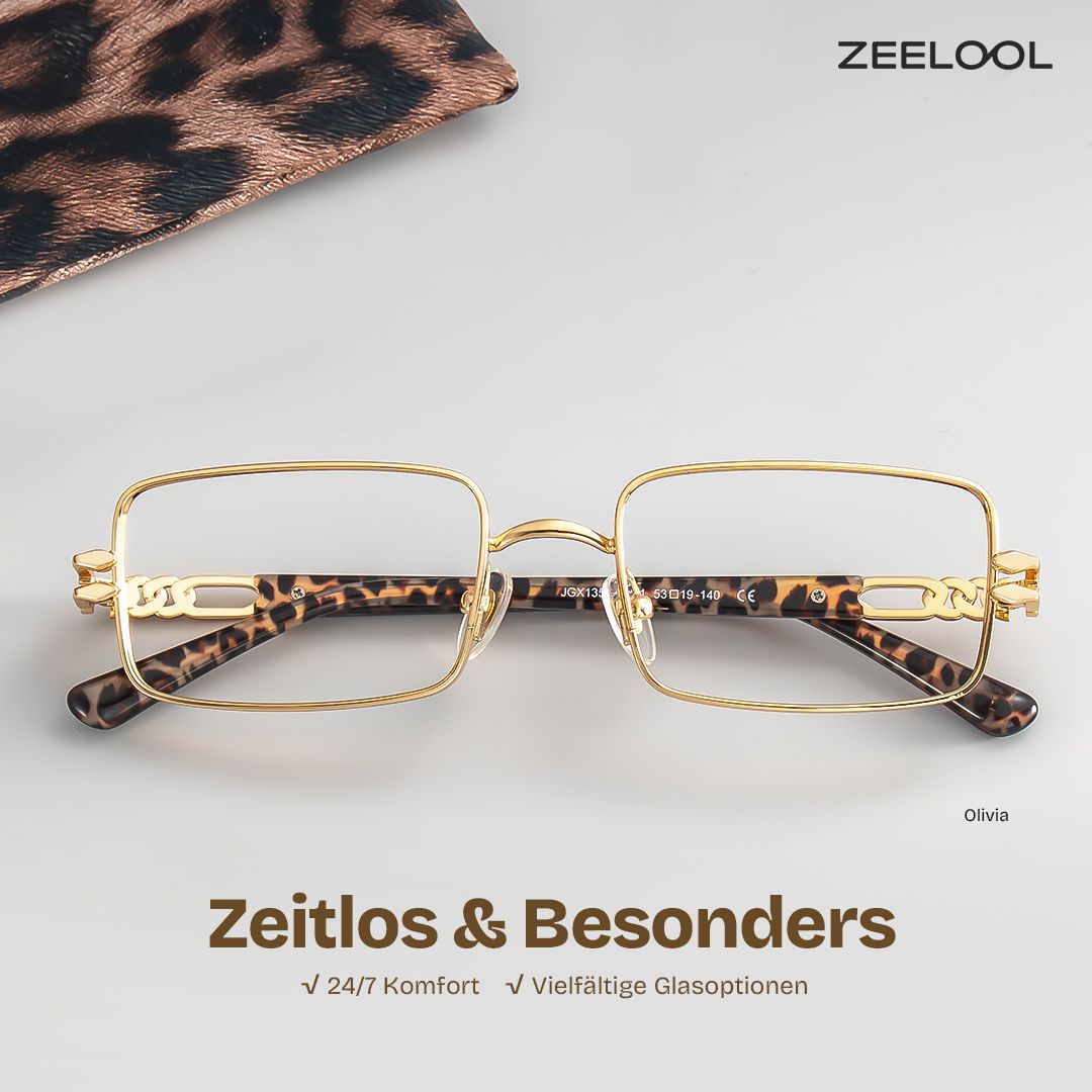 Olivia Rechteckige Brille in Gold | ZEELOOL1