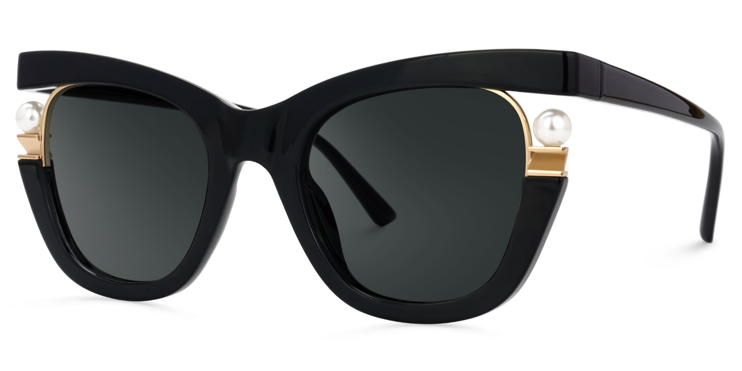 Pearl Schwarz Cateye Gemischte Materialien Brille1