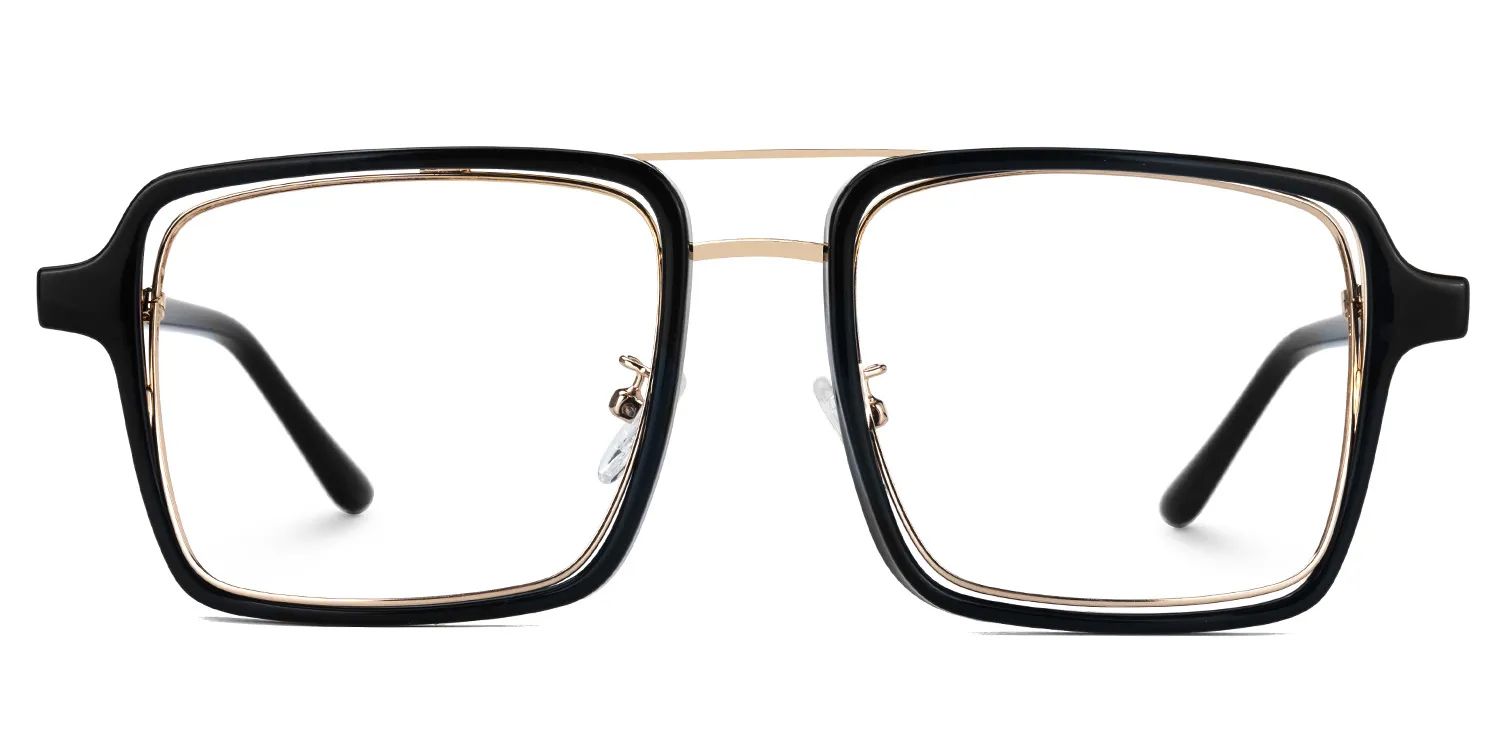 Nellie Schwarz-Gold Pilot Brille0