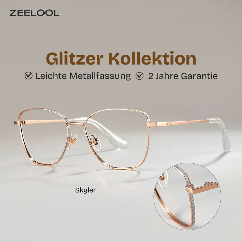 Skyler Rosa-Gold Schmetterling Brille