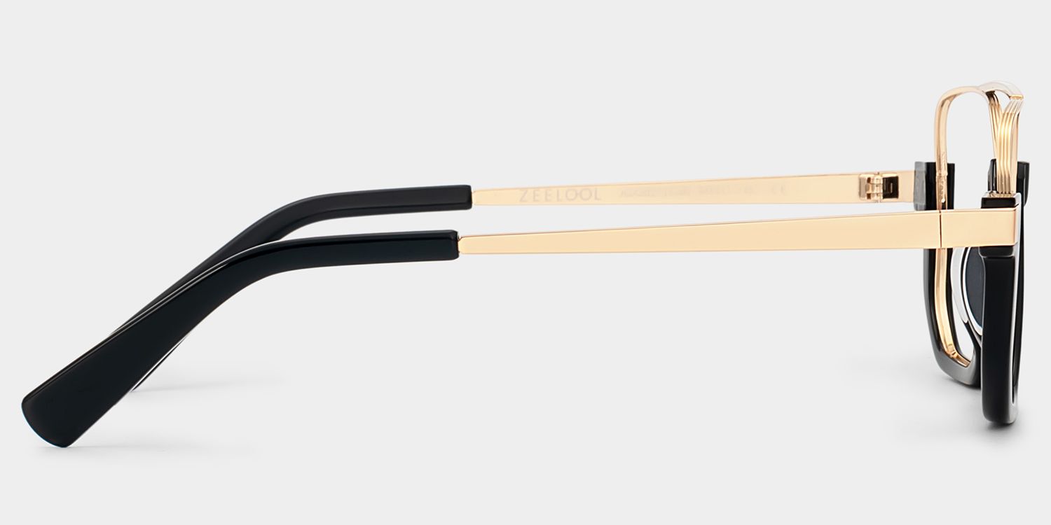 Oromiya Schwarz-Gold Pilot Gemischte-Materialien Brille3