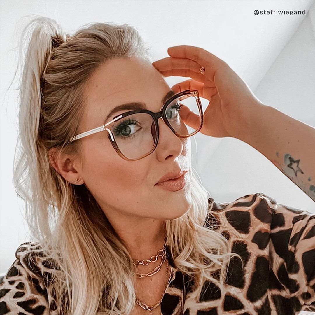 Nuriama Braun Klar Cateye Brille9