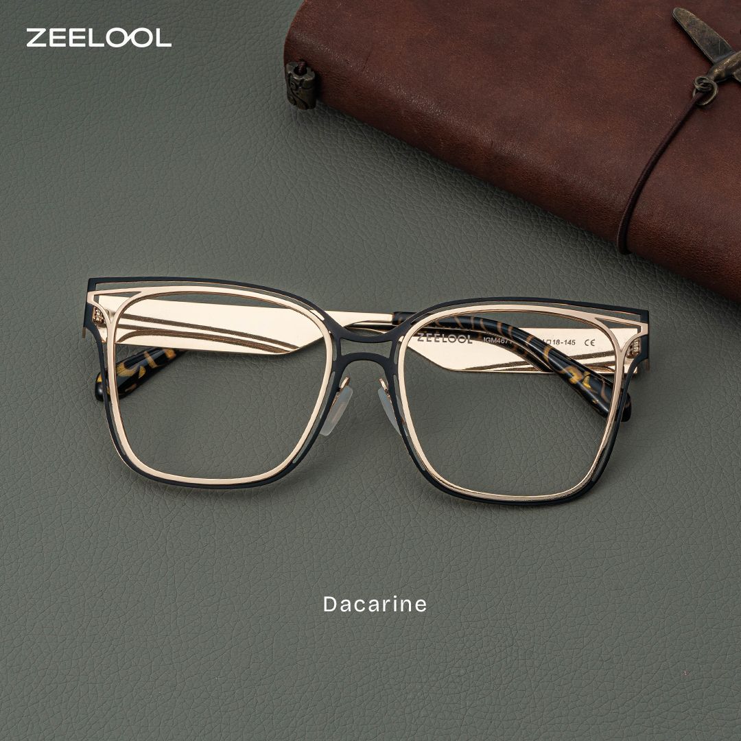 Dacarine Schwarz-Gold Quadratisch Metall Brille1