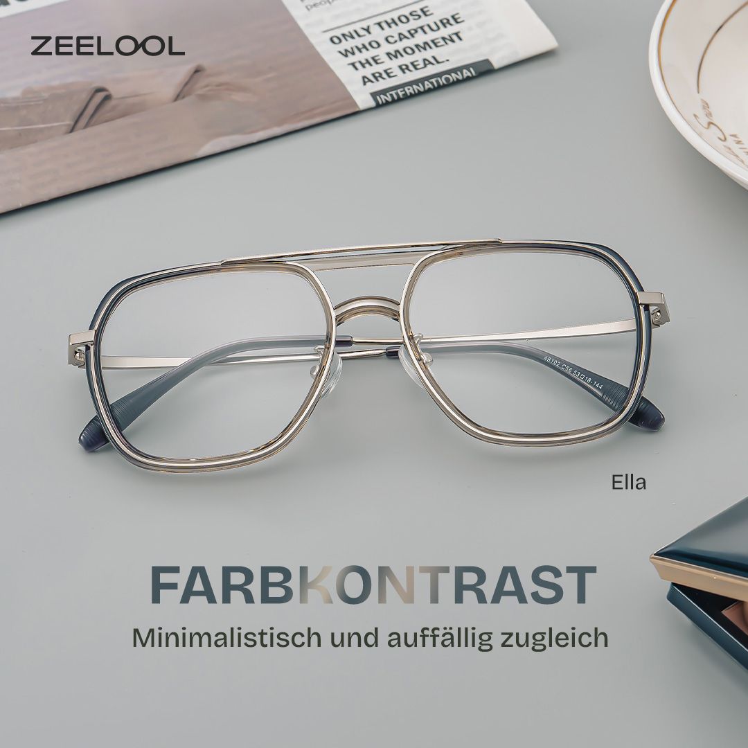 Ella Schwarz-Grau Pilot Brille0
