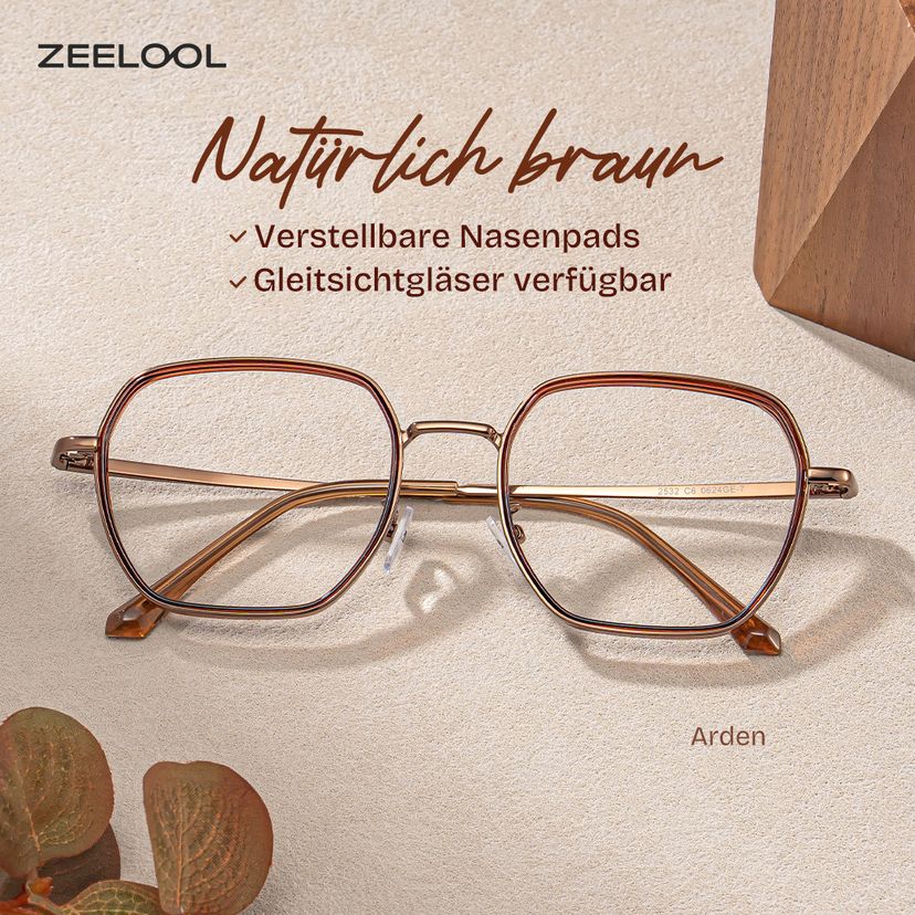 Arden Braun Geometrisch Brille